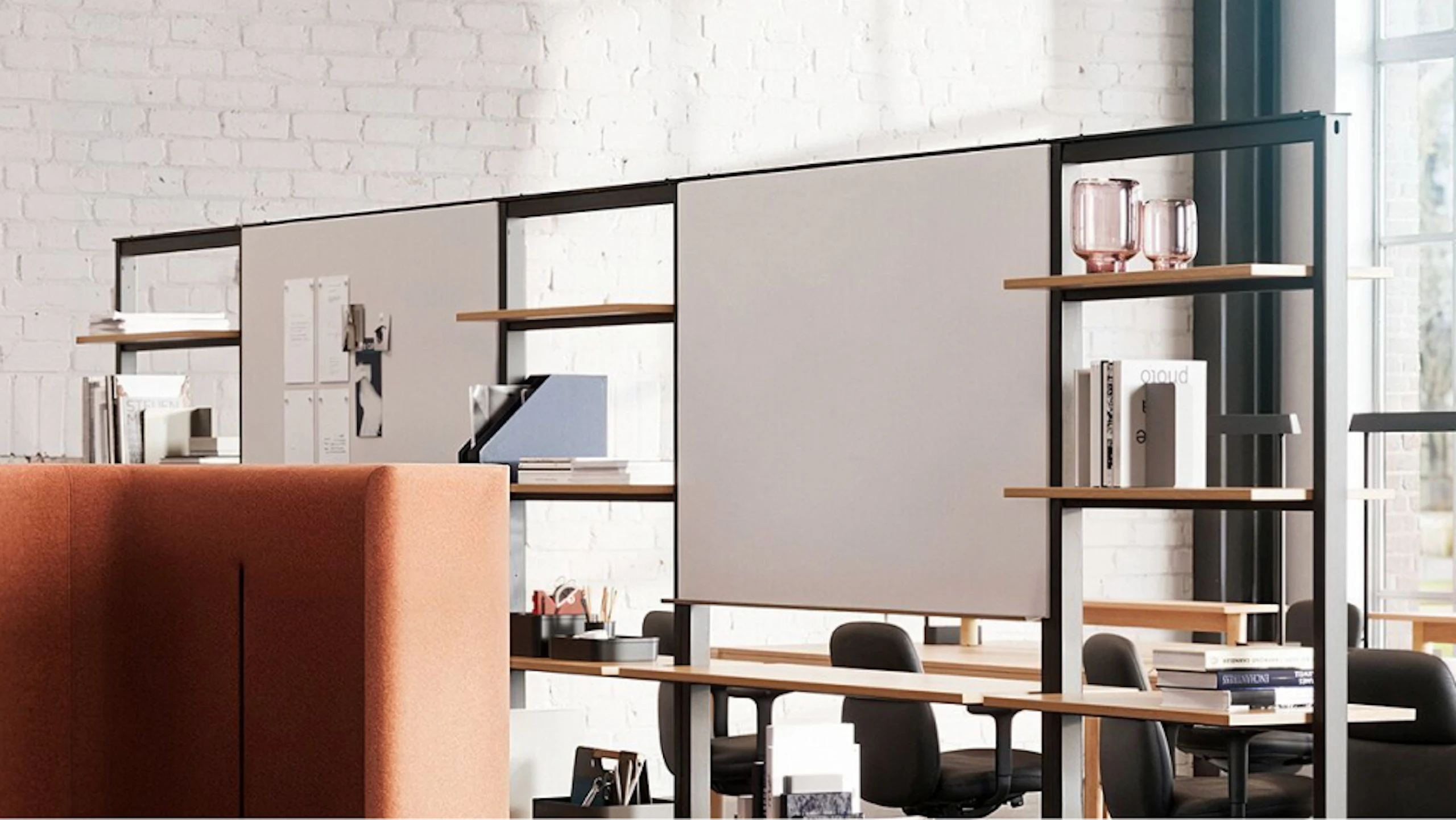 The Muuto Linear System Series being used in an individual setting designed to give people control over their environment