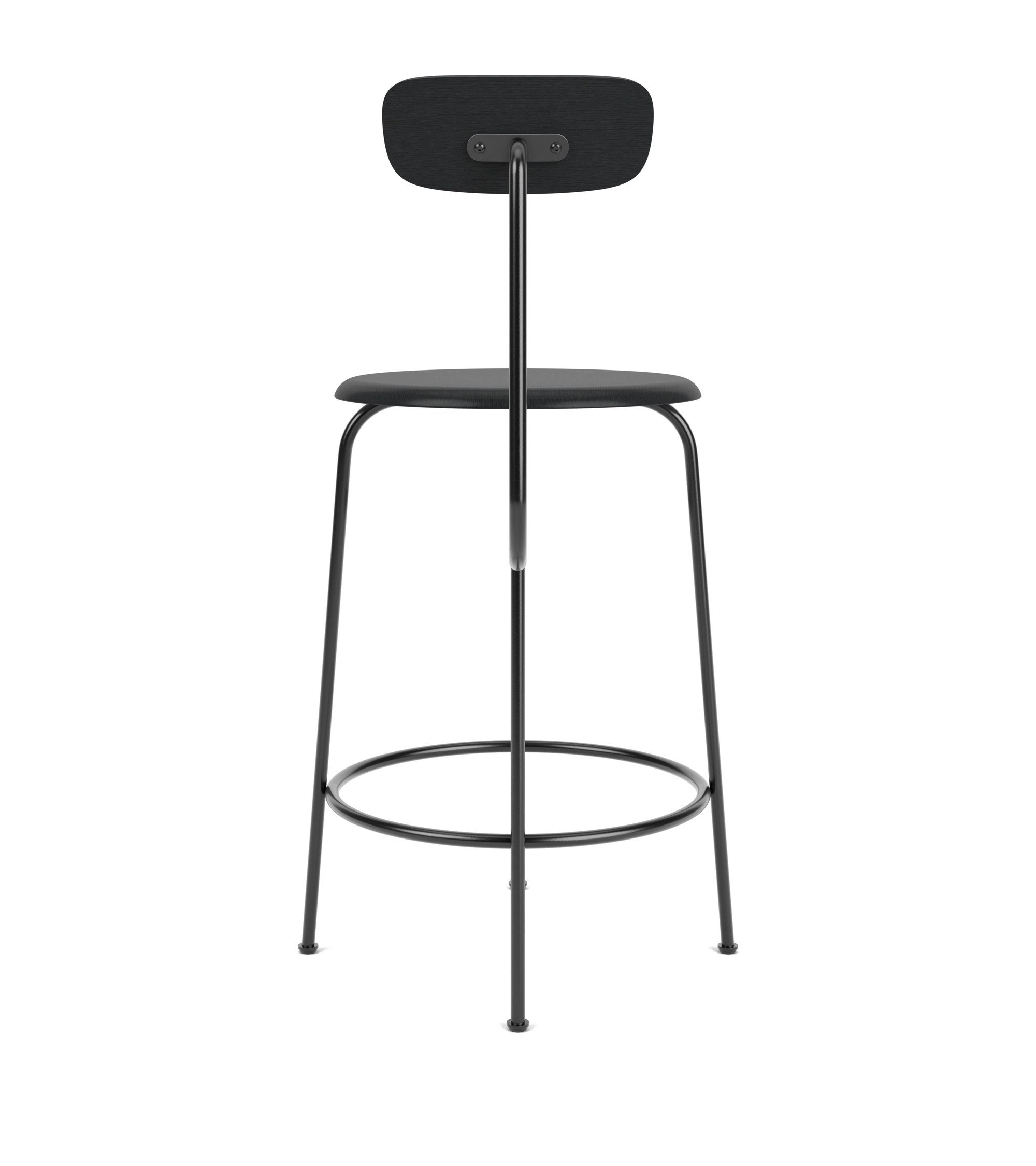 Afteroom Mini Back Stool, Counter Height, Black Painted Ash