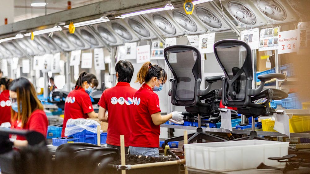 Aeron chair line at Herman Miller's Dongguan manufacturing facility.
