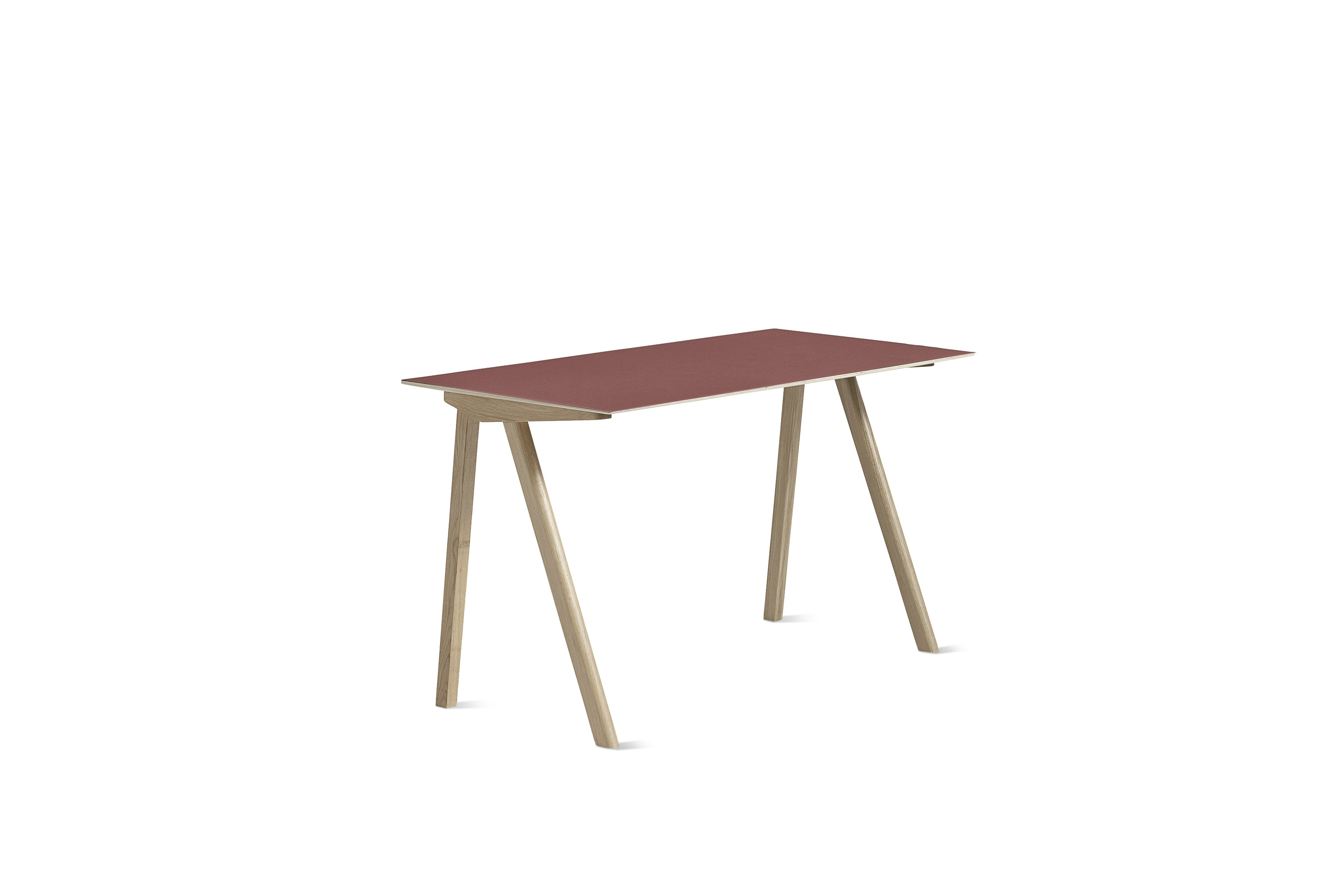 CPH 90 Desk with Burgundy Top and Oak Base