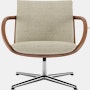 Full Loop Lounge Chair  in Pecora  Cream  with Walnut and Polished Aluminum Frame
