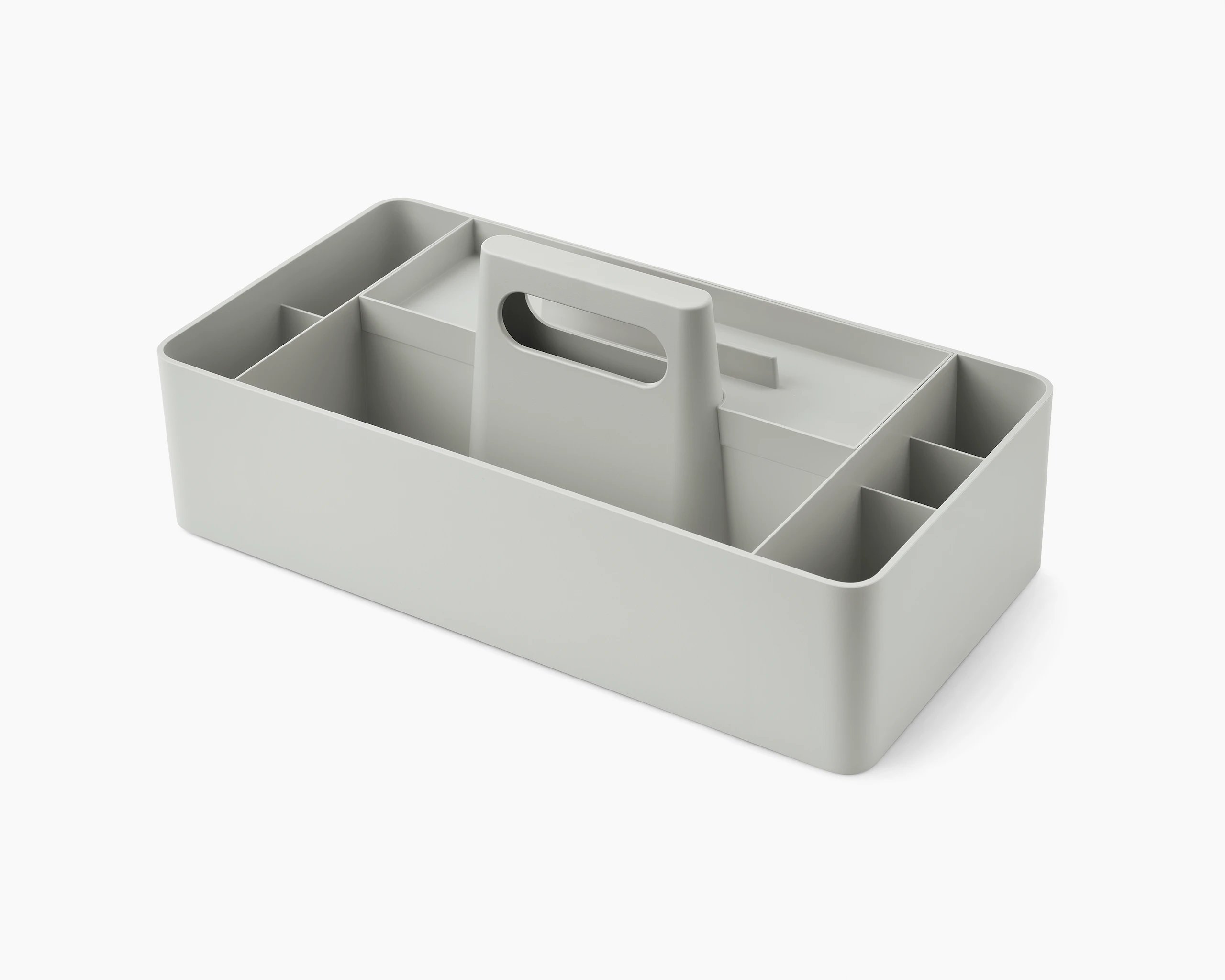 Grey OE1 Workbox, viewed from an angle.