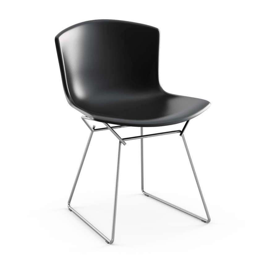 Bertoia Molded Shell Side Chair, Black Shell, Polished Chrome Frame