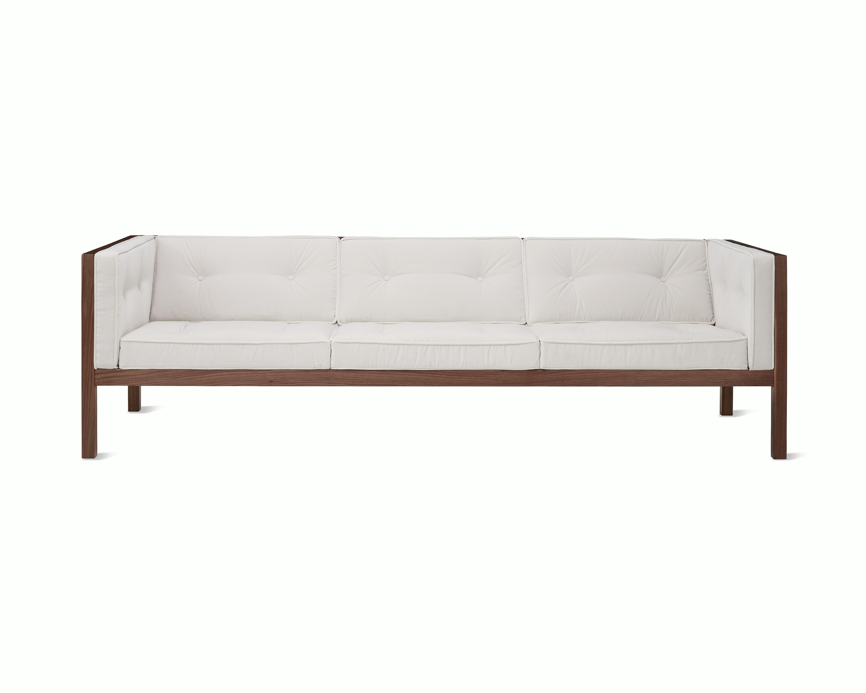 Nelson Cube Sofa in walnut and velvet