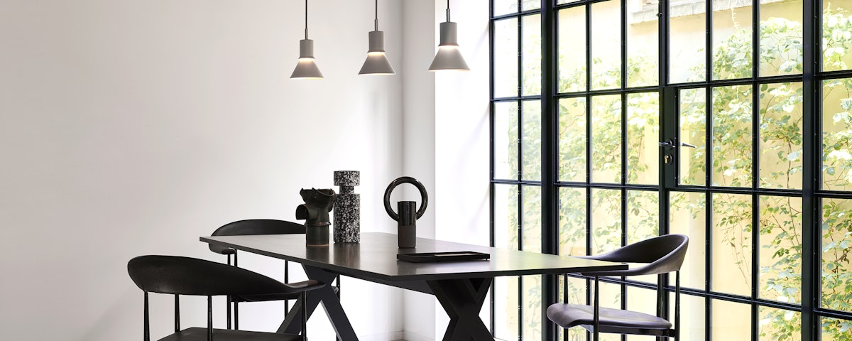 Three Type 80 Pendants above a dining room table