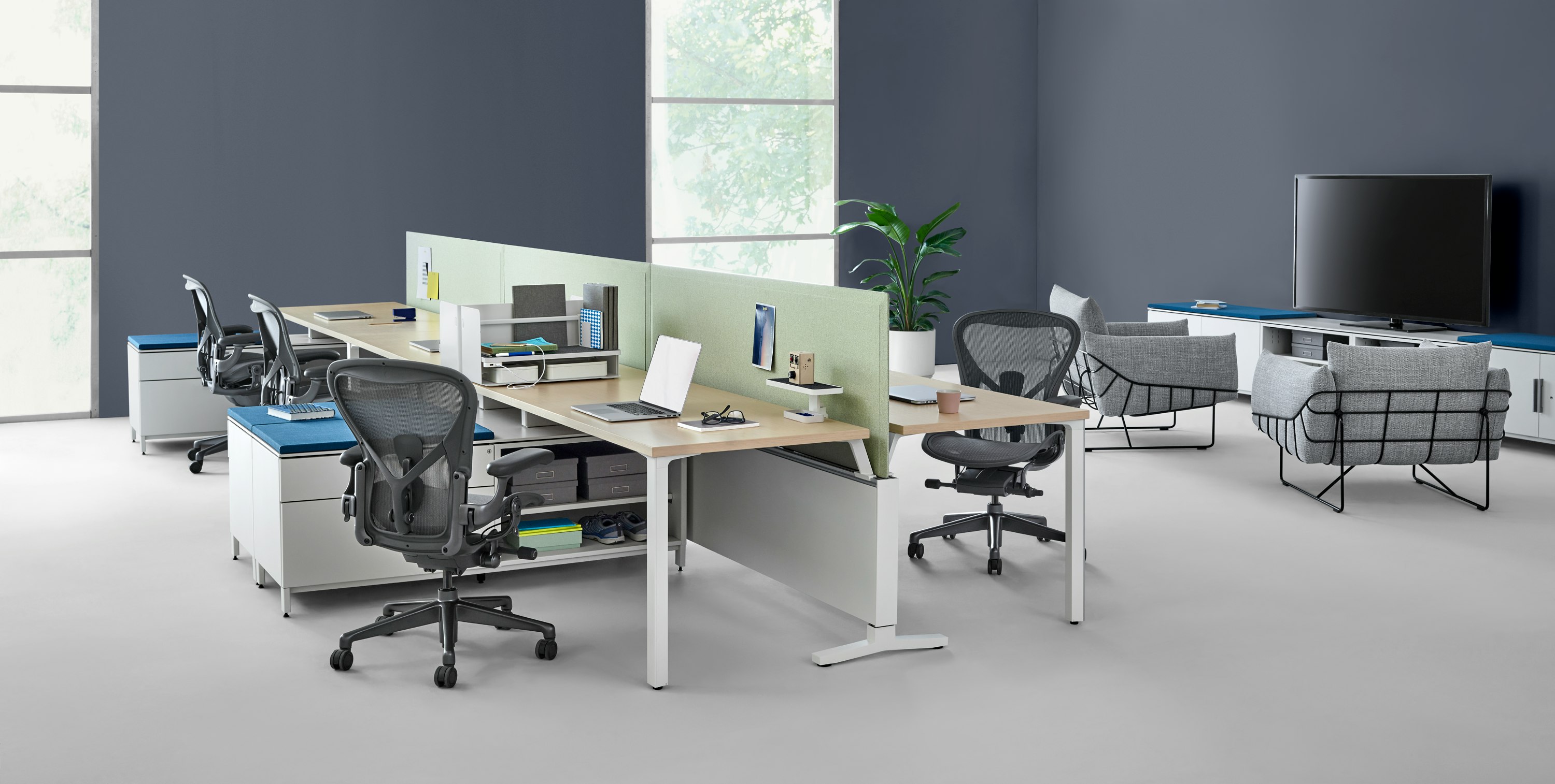 Aeron Chairs with Canvas Office Landscape