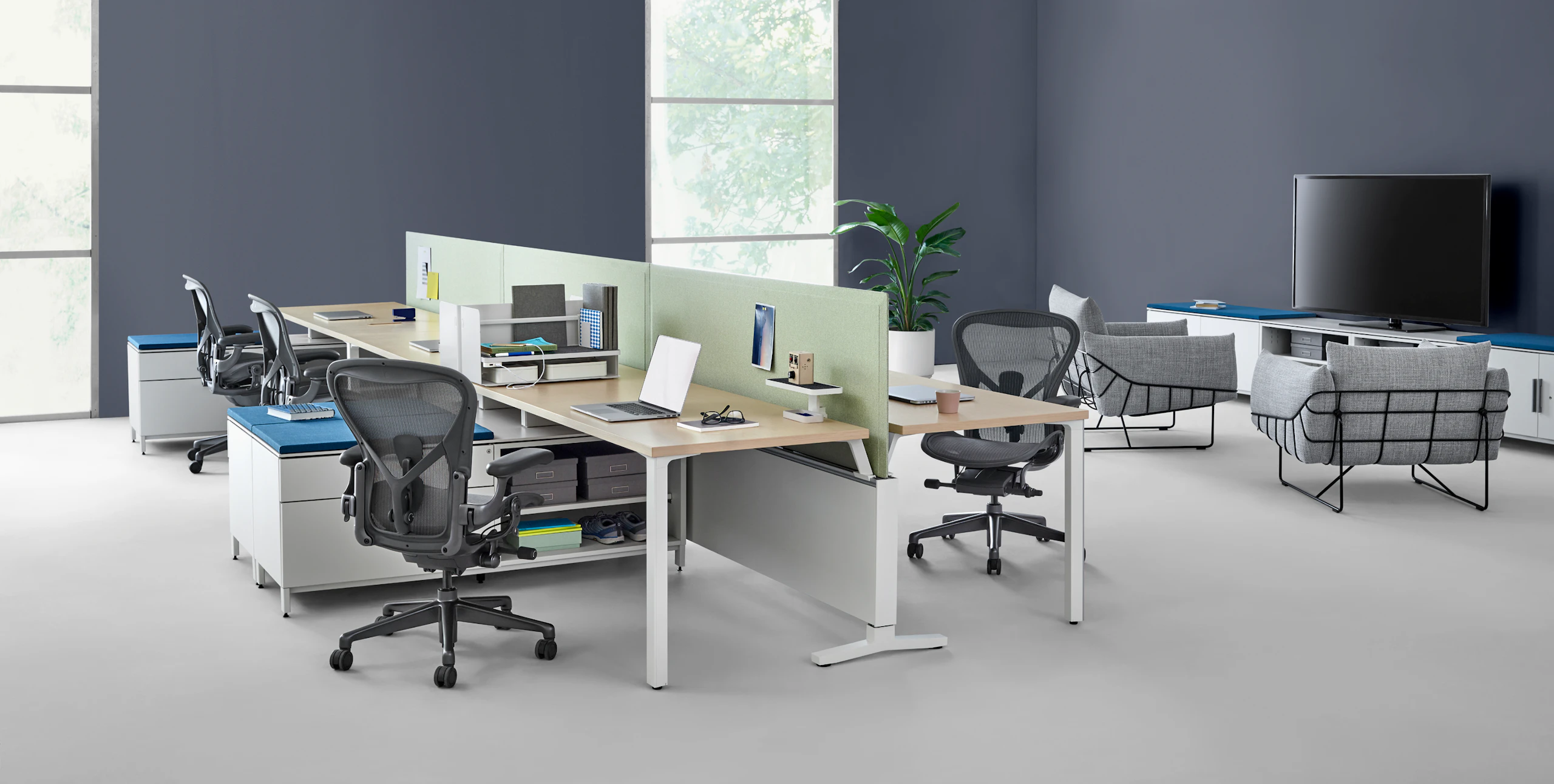 Aeron Chairs with Canvas Office Landscape