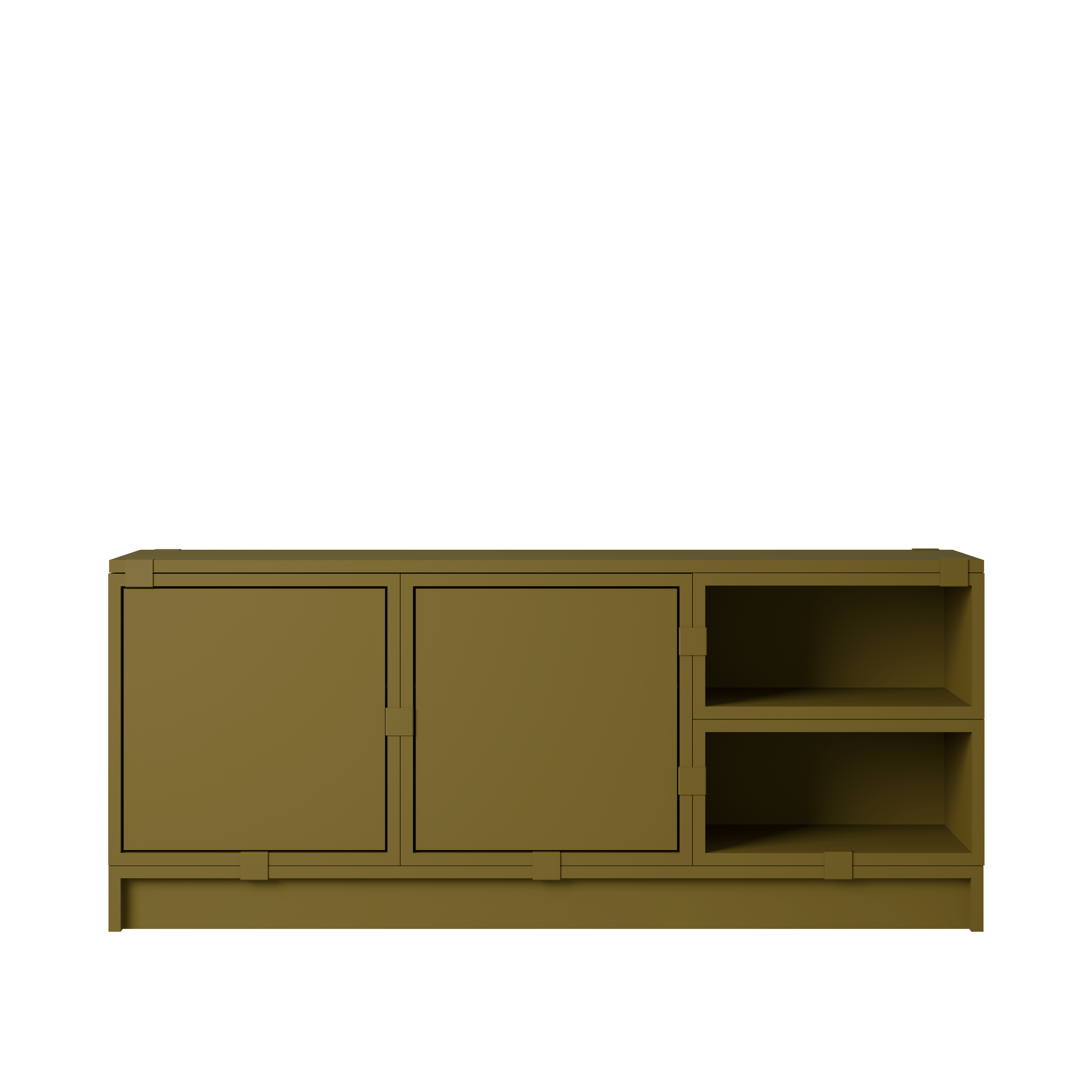 Stacked Hallway Storage - Configuration 2,  Brown Green,  Plinth