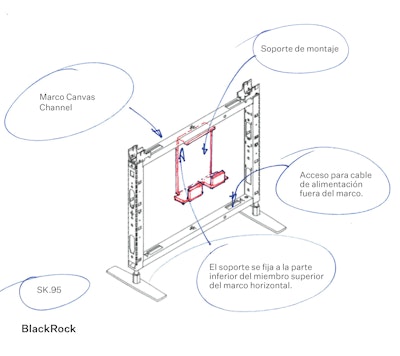 Un boceto de diseño con notas escritas a mano del equipo del proyecto BlackRock.