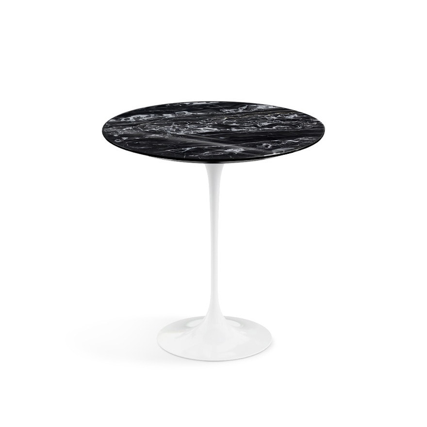 Saarinen Side Table - 20" Round\Portoro marble,  Shiny finish\White"