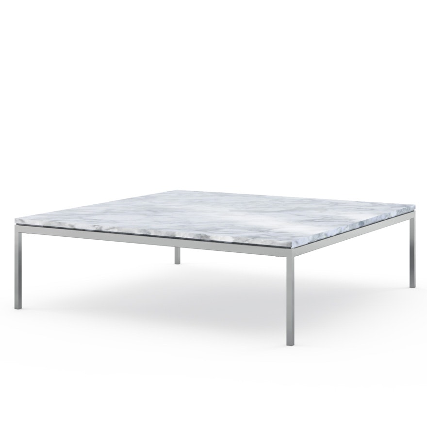Florence Knoll Square Coffee Table - Low, 47 x 47, Polished Carrara, Polished Chrome