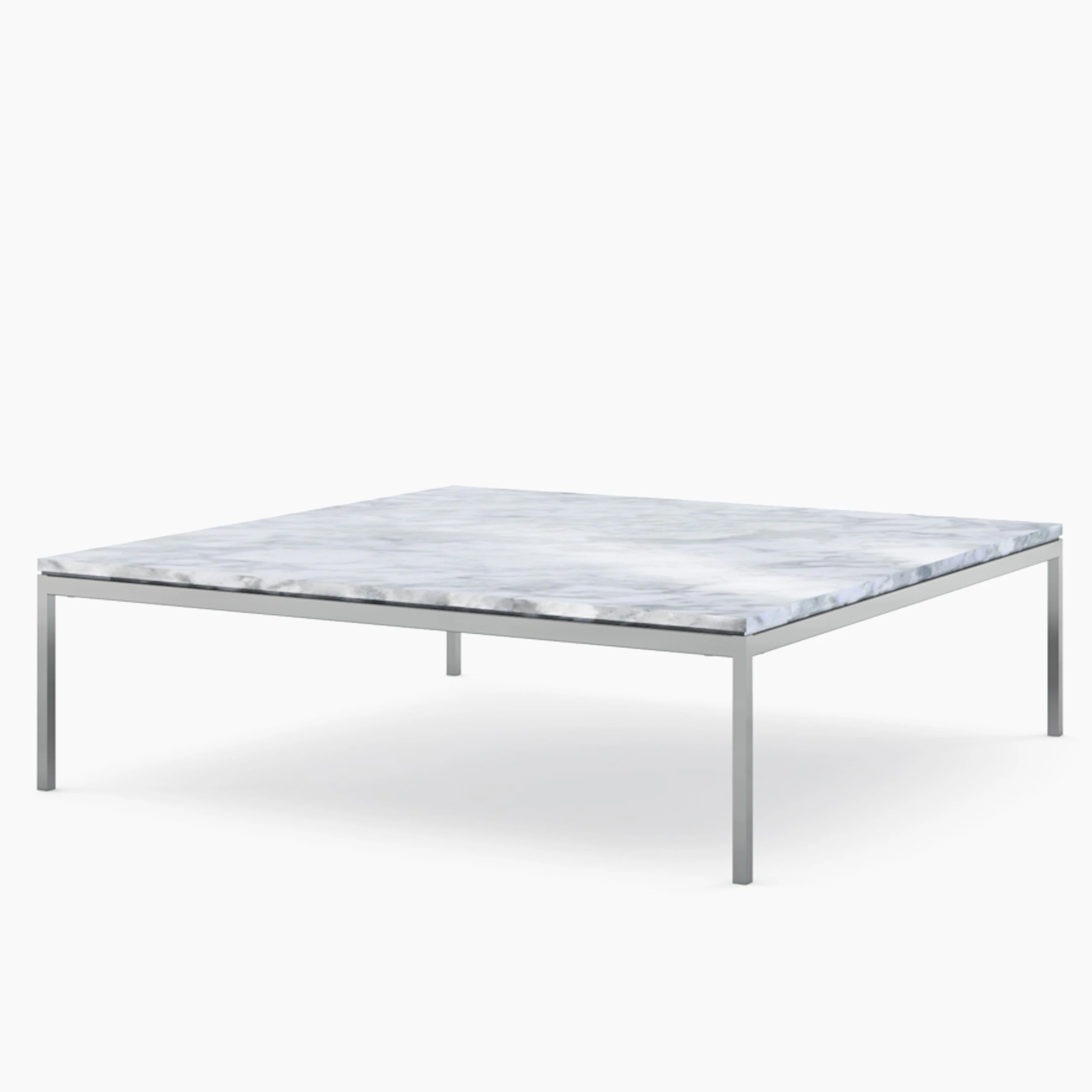Florence Knoll Square Coffee Table - Low, 47 x 47, Polished Carrara, Polished Chrome
