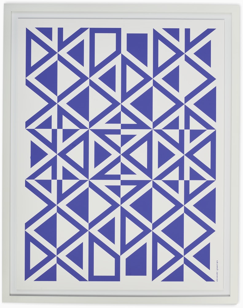 Girard Environmental Enrichment Poster, Geometric C - blue and white poster with abstract shapes
