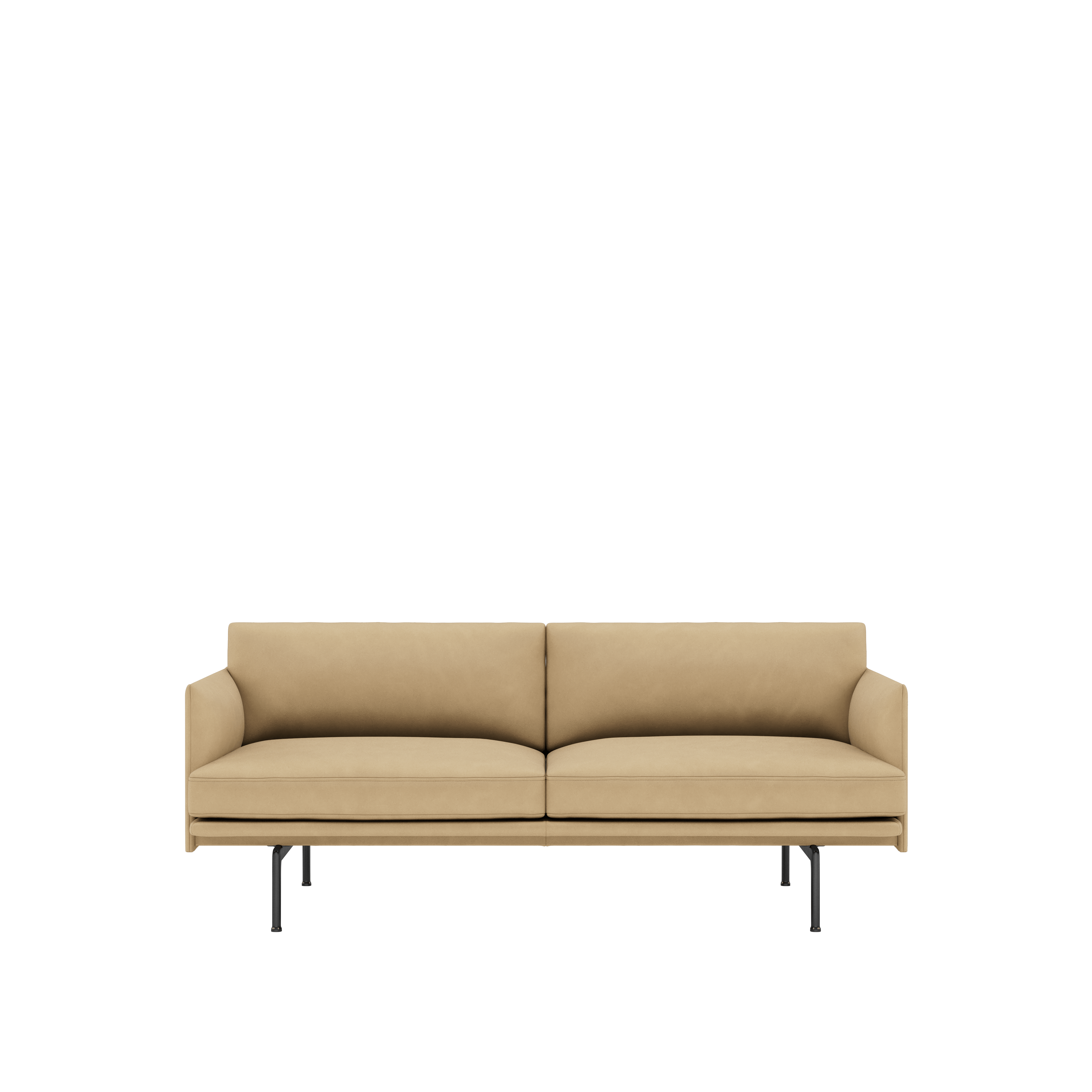 Outline Sofa, 2-Seater,  Black, Allure Leather ,Gold