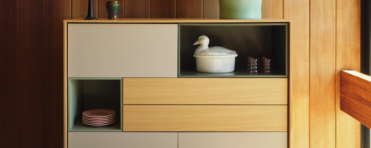 Closeup image of Aura Cabinet in a living room