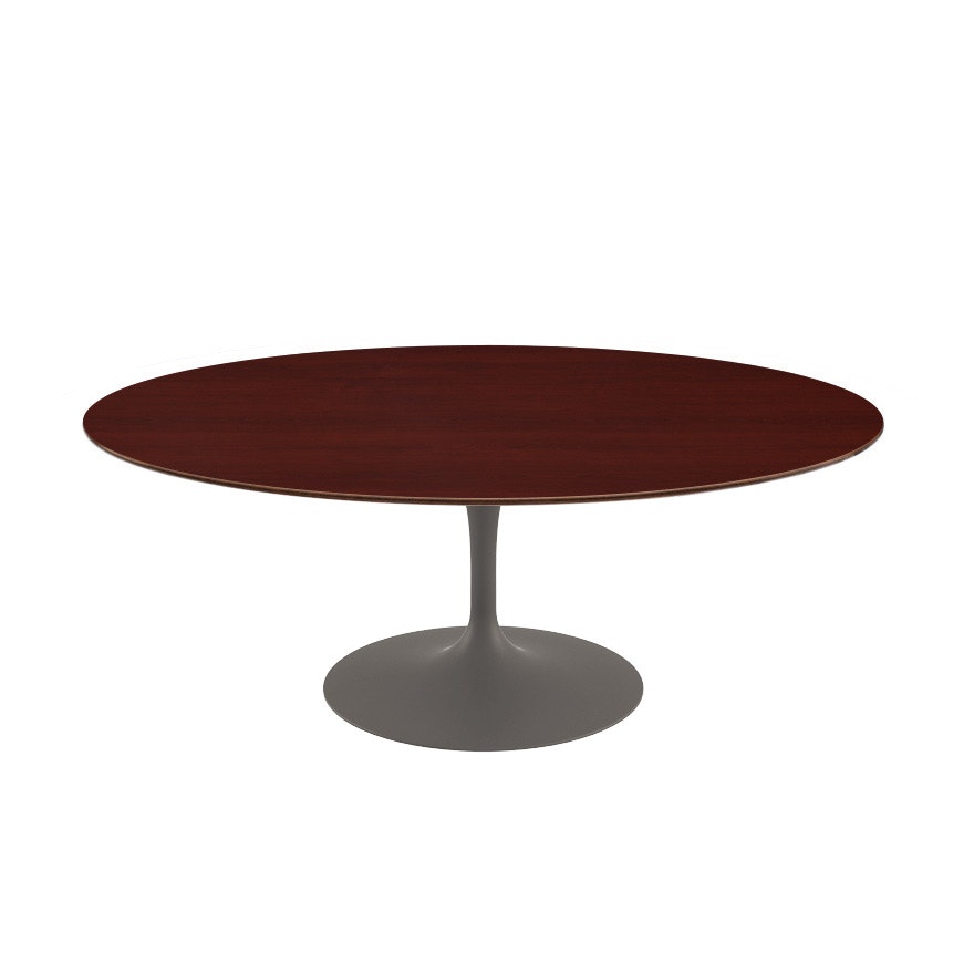 Saarinen Coffee Table - 42",  Oval,  Veneer,  Dark Cherry,  Grey"