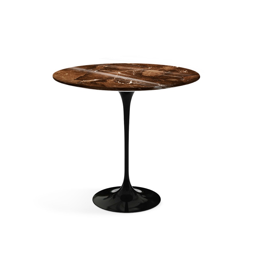 Saarinen Oval Side Table - 22",  Polished Coated Marble,  Espresso,  Black"