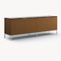 Florence Knoll Credenza - Four Position, Polished Chrome, Medium Brown, Polished Nero Marquina