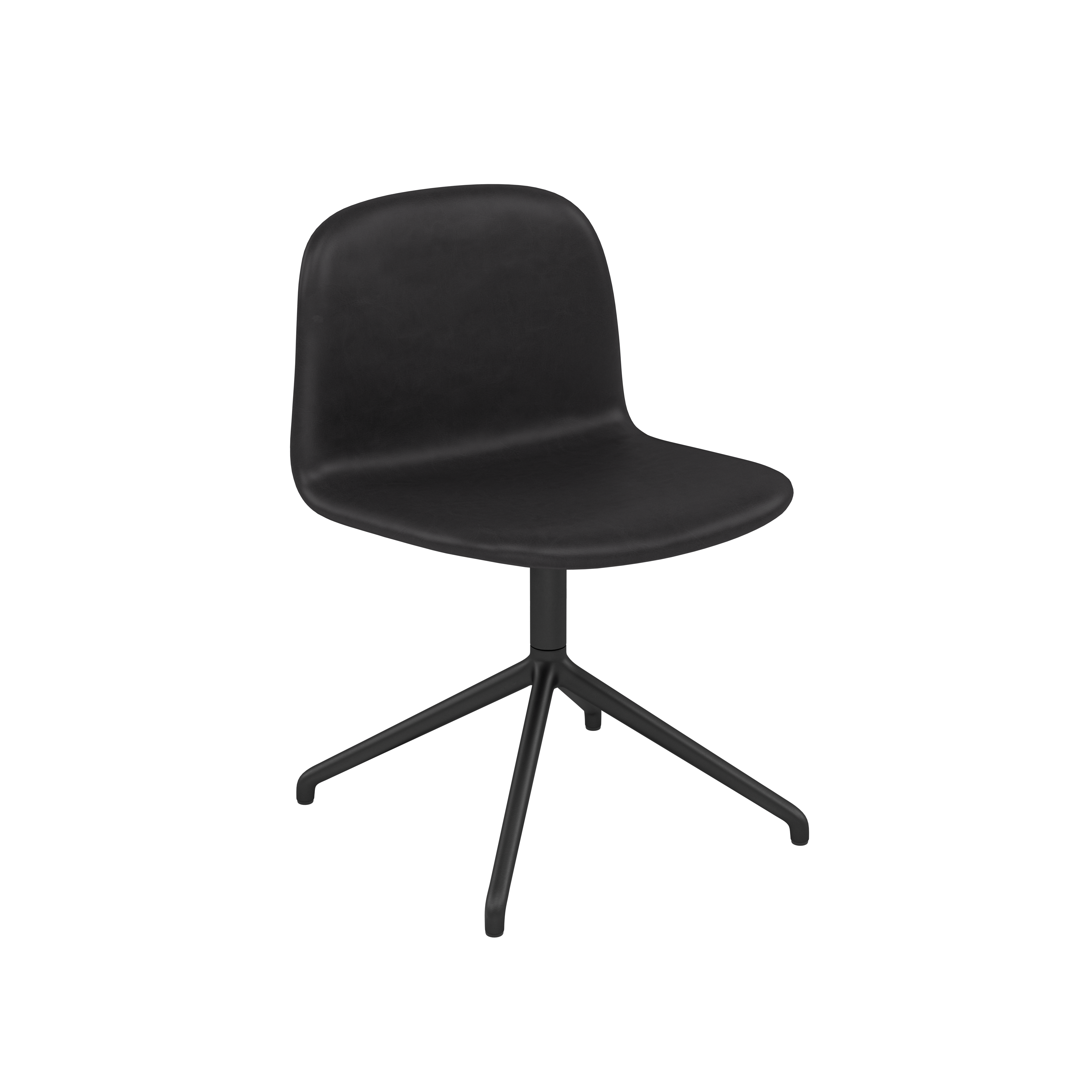 Visu 4 Point Swivel Side Chair, Refine leather Black