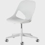 Front angle view of a Zeph chair with no arms in light grey.