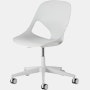 Front angle view of a Zeph chair with no arms in light grey.