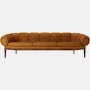 Croissant Sofa in Cuoio Chamois Leather and Oiled Walnut frame