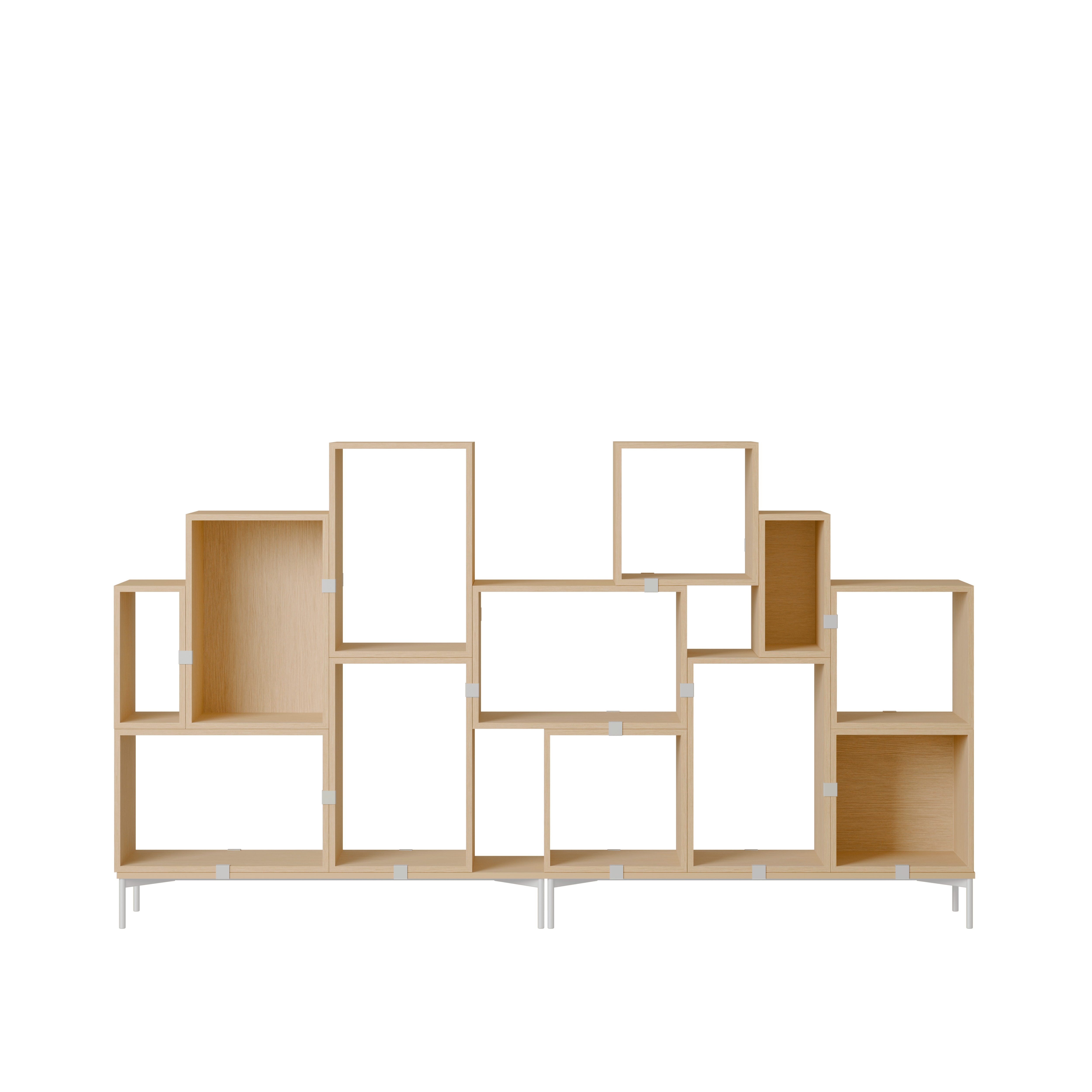 Stacked Storage Bookcase - Configuration 3,  Oak,  Metal Legs