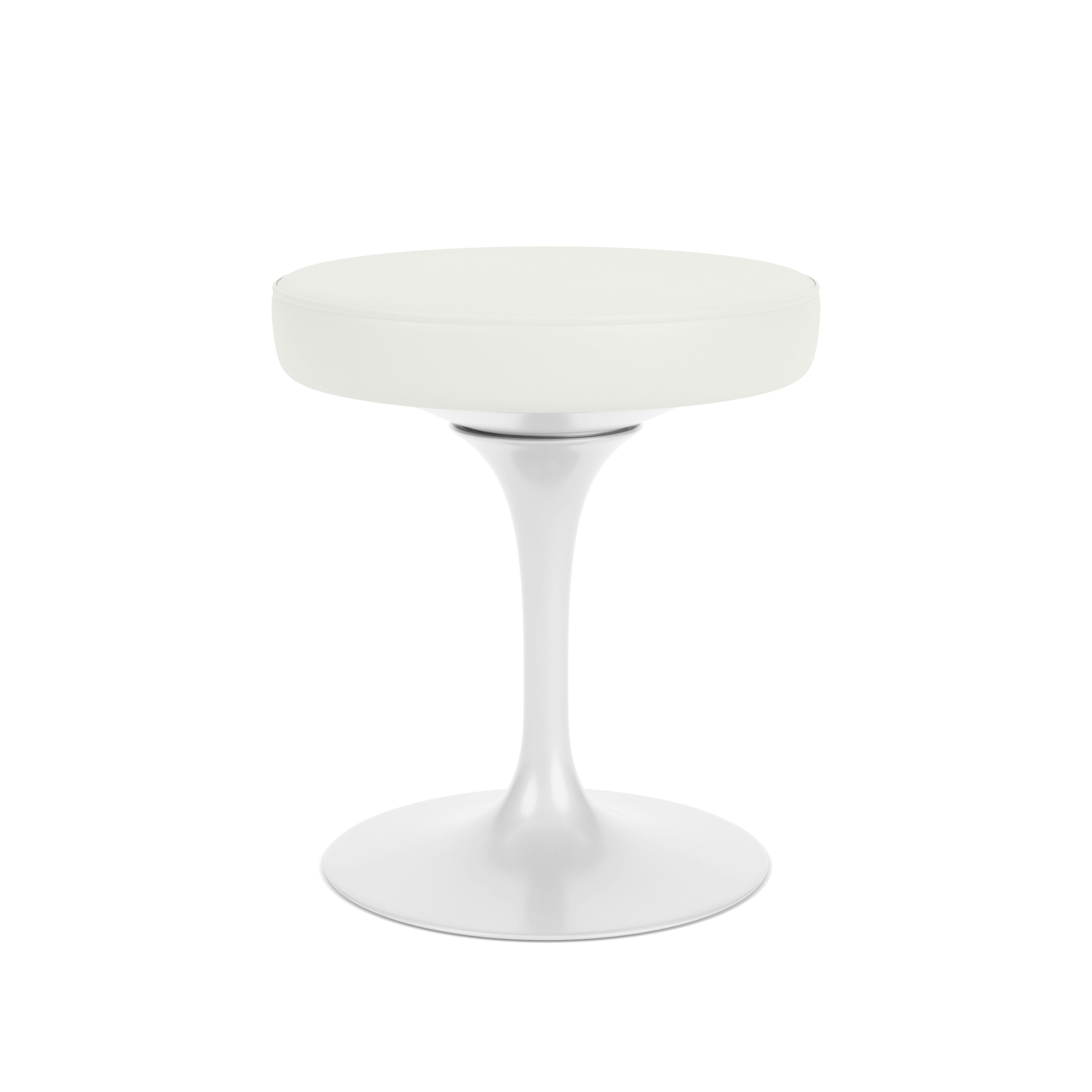 Saarinen Tulip Stool - Acqua Leather, Bering Sea, White Base