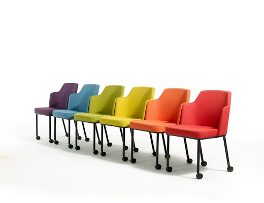 Remix Side Chair casters side seating mobile upholstered 4-leg 4 leg