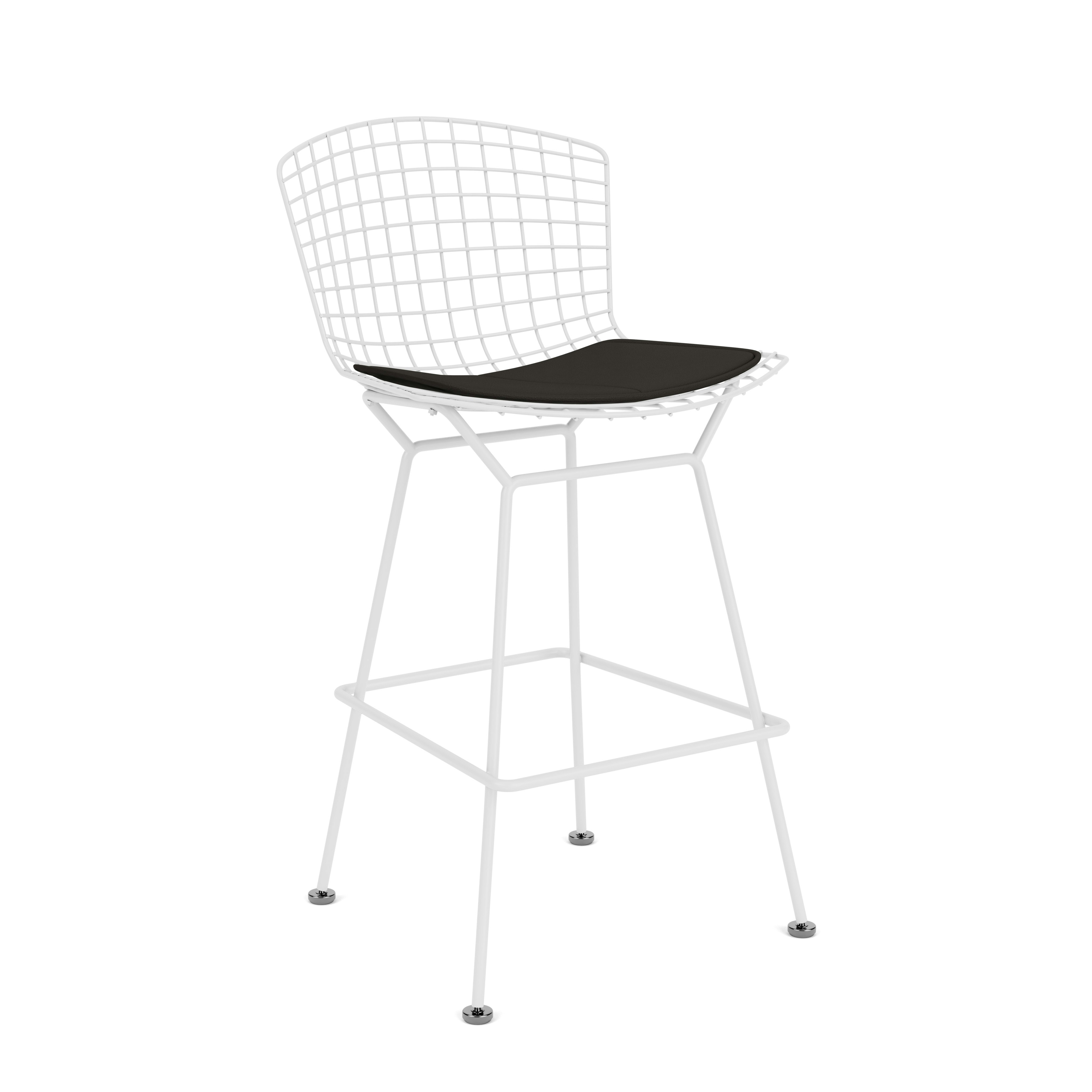 Bertoia Stool - Counter Height, With Seat Pad, White, Prairie, Bison