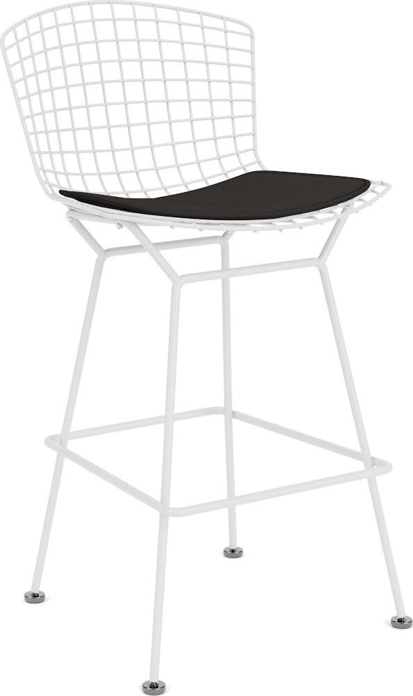 Bertoia Stool - Counter Height, With Seat Pad, White, Prairie, Bison