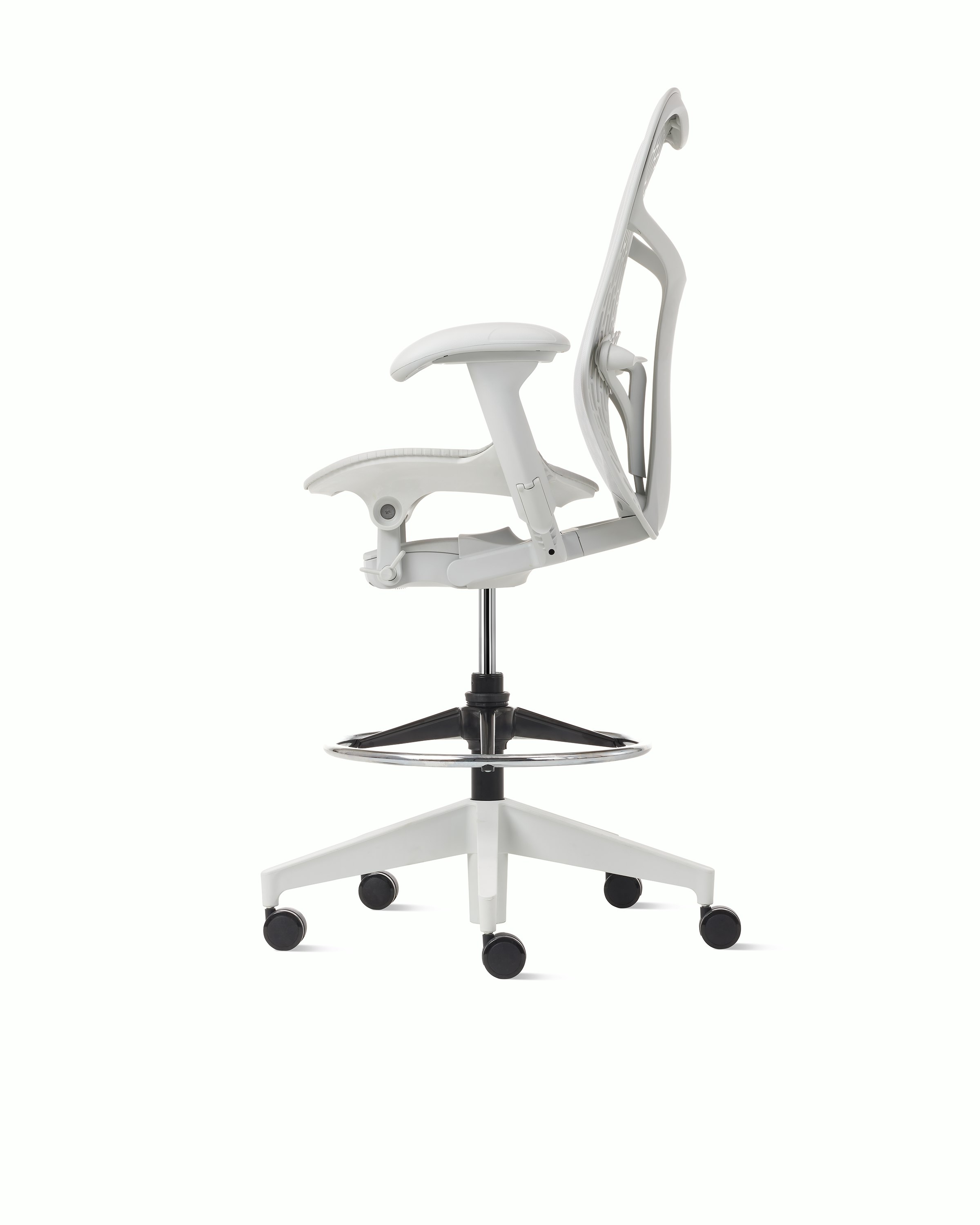 Side view of a Mirra 2 stool with a Butterfly back  in alpine. 