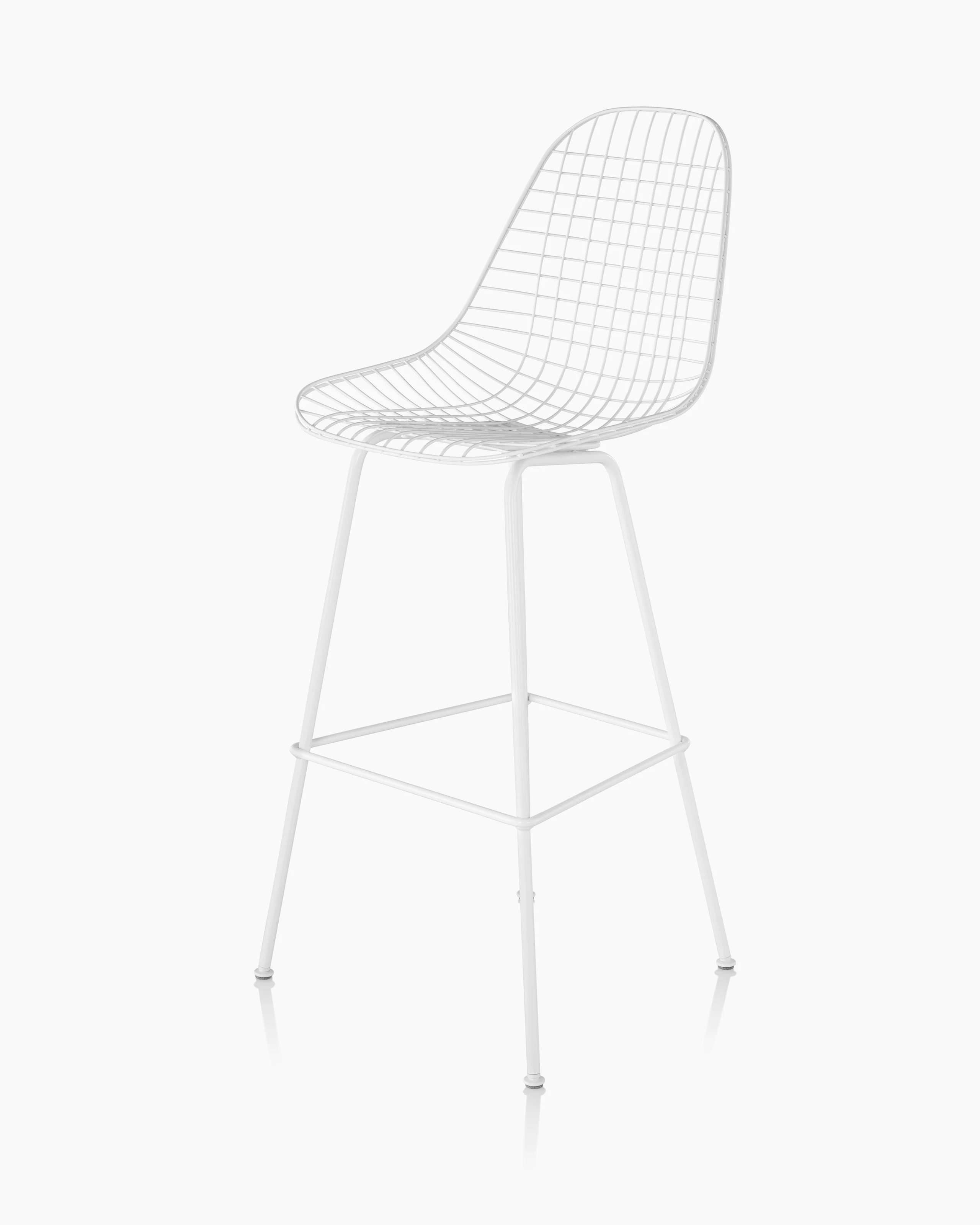 Eames Wire Stool Outdoor with white finish and bar height base.