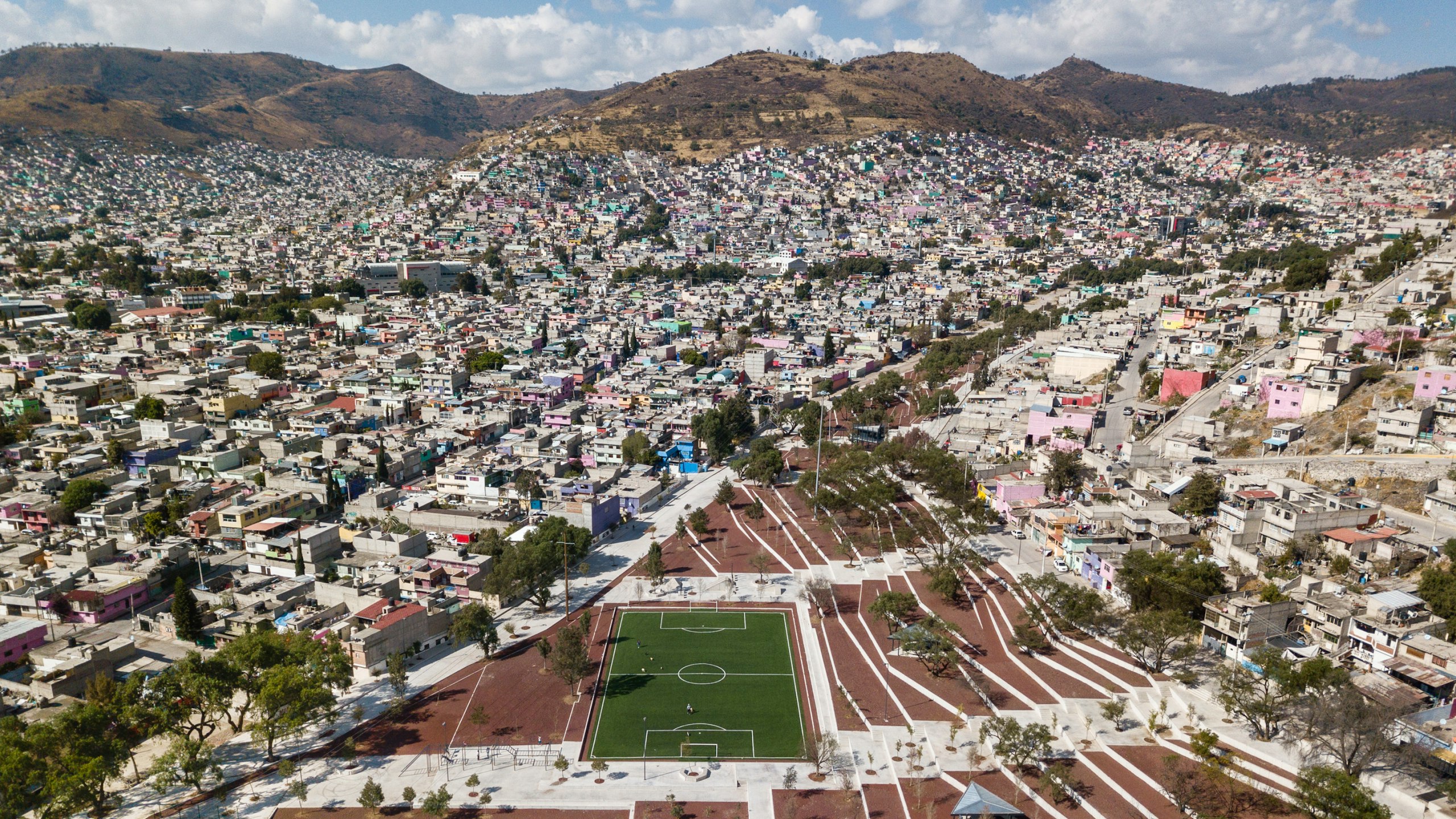 Vista aérea del Parque Bicentenario en Ecatepec