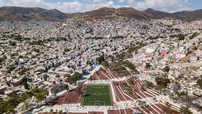 Aerial view of the Parque Bicentenario in Ecatepec