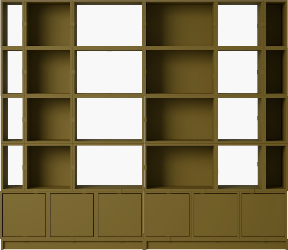 Stacked Office Storage - Configuration 1,  Brown Green,  Plinth
