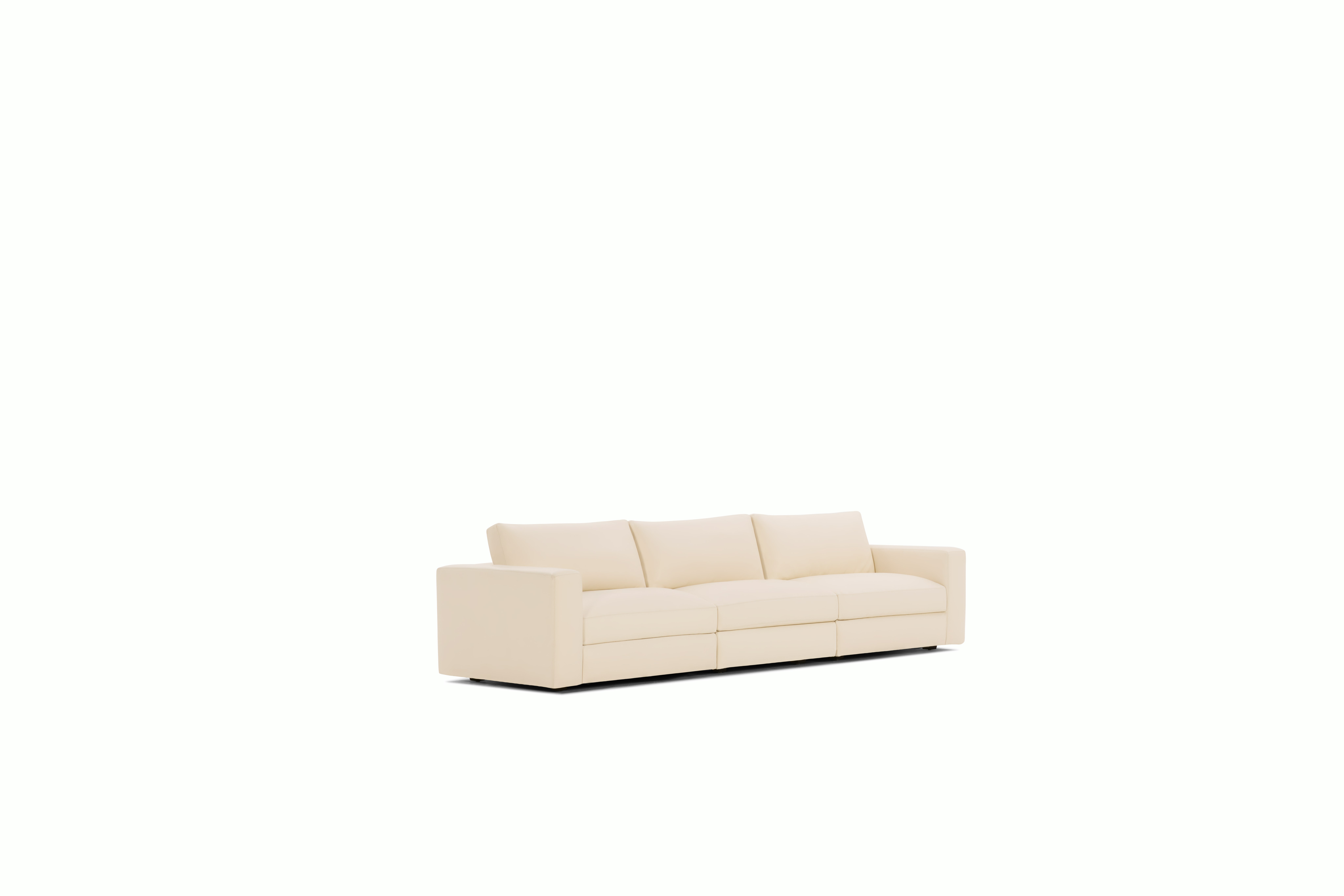 Reid Sofa - Three Seater,  Prone Leather,  Lotus,  1" Block"