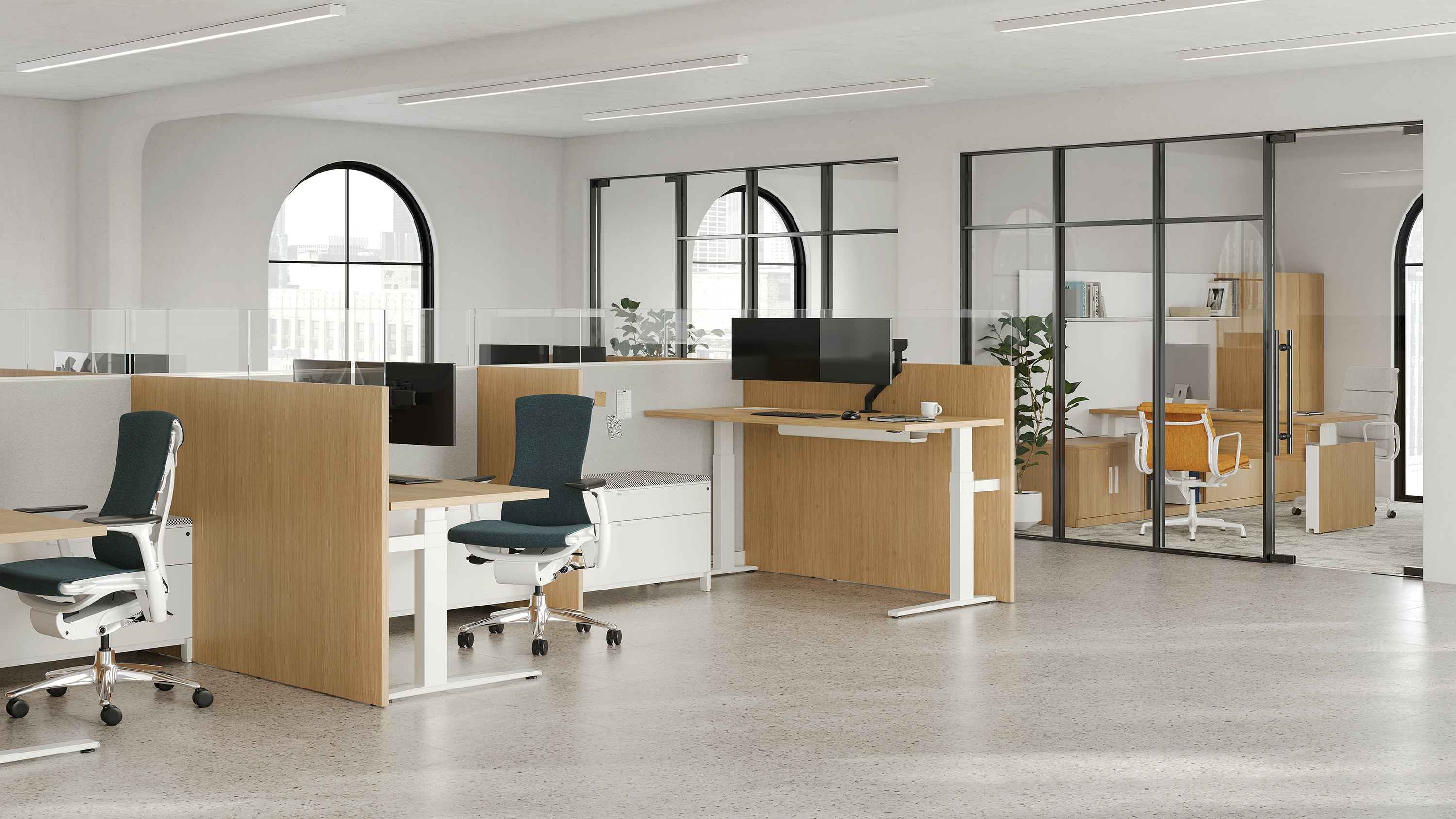 A workspace view featuring Canvas Gallery Panels and Embody Chairs.