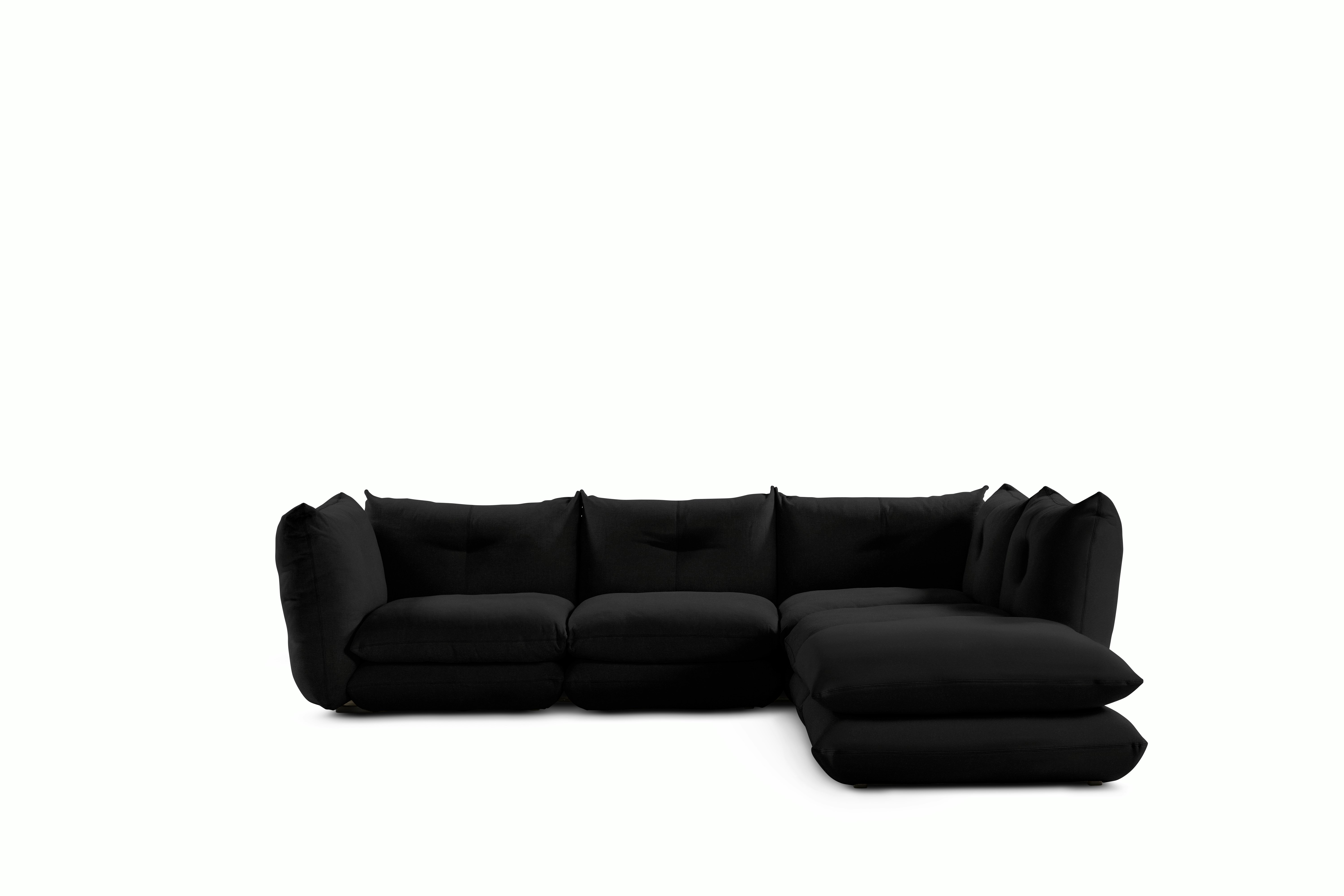 Pillo Sectional -  Right,  Four Seater with Ottoman,  Standard,  Iseo,  Black