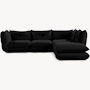 Pillo Sectional -  Right,  Four Seater with Ottoman,  Standard,  Iseo,  Black