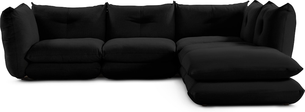 Pillo Sectional -  Right,  Four Seater with Ottoman,  Standard,  Iseo,  Black