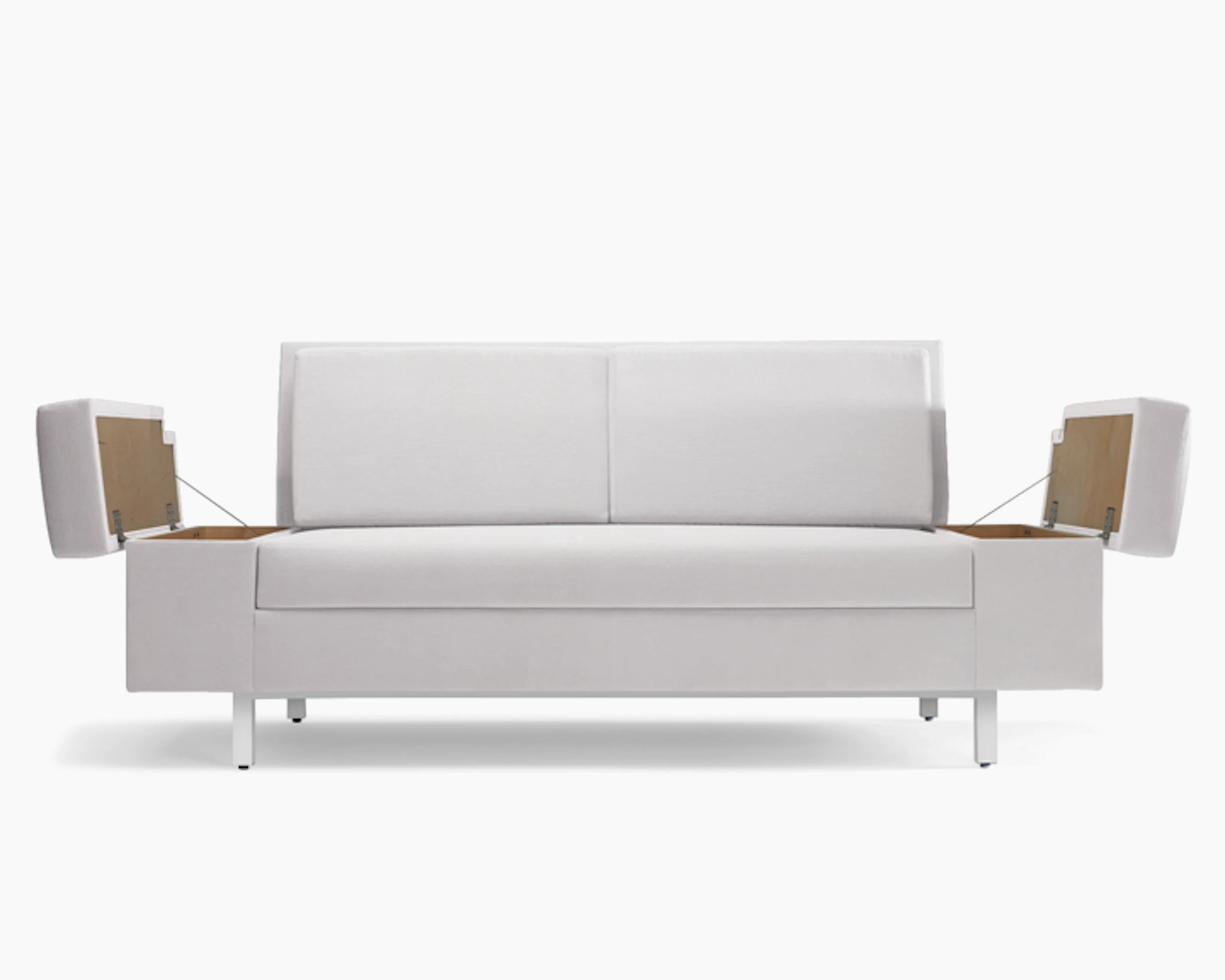 Nemschoff SleepOver Flop Sofa in white upholstery, viewed from the front.