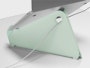 The back of an Oripura Laptop Stand in mint green with a power cable routed through its cable slots.