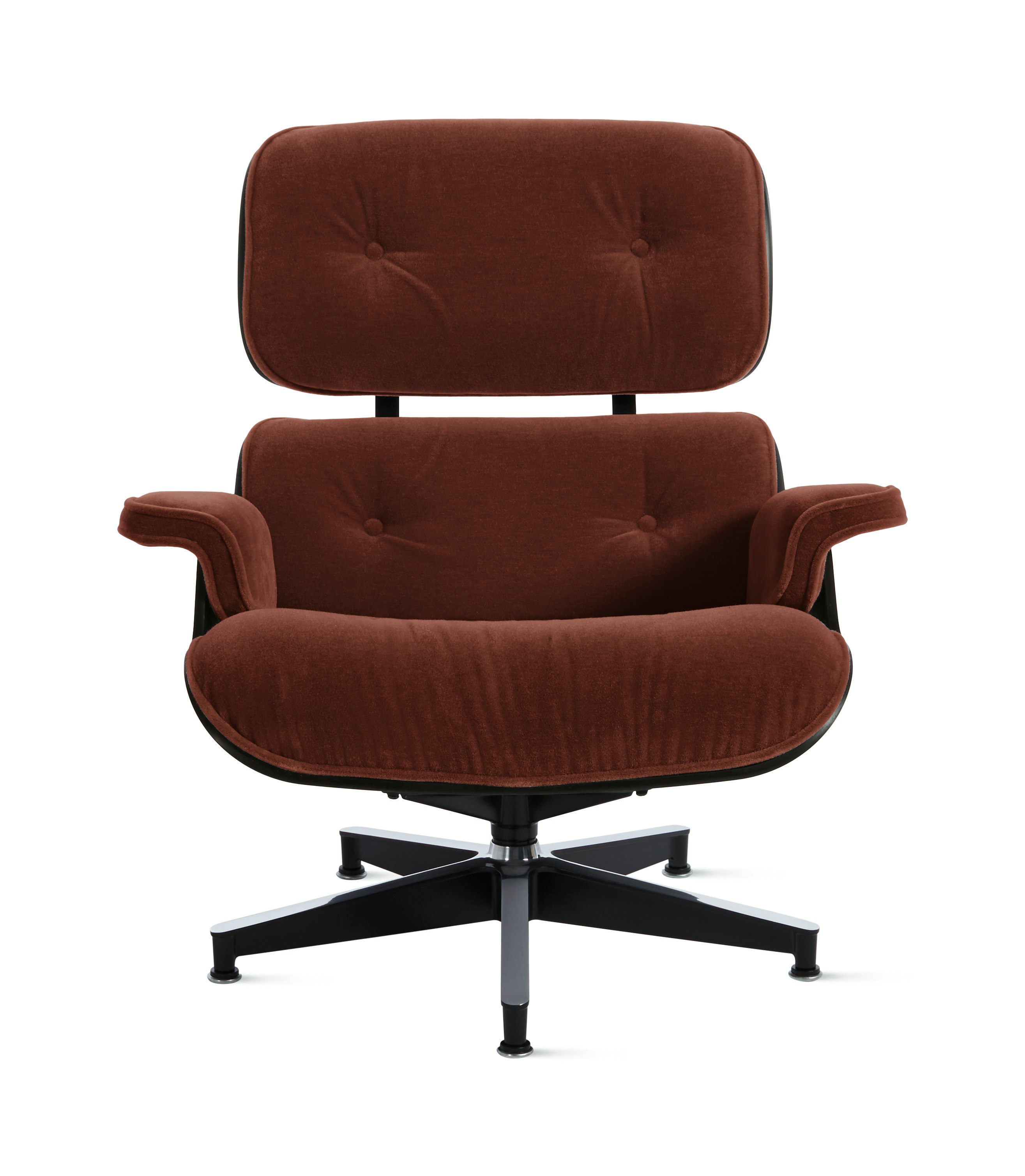 Eames Lounge Chair - Ebony Ash,  Mohair Supreme,  Brandy
