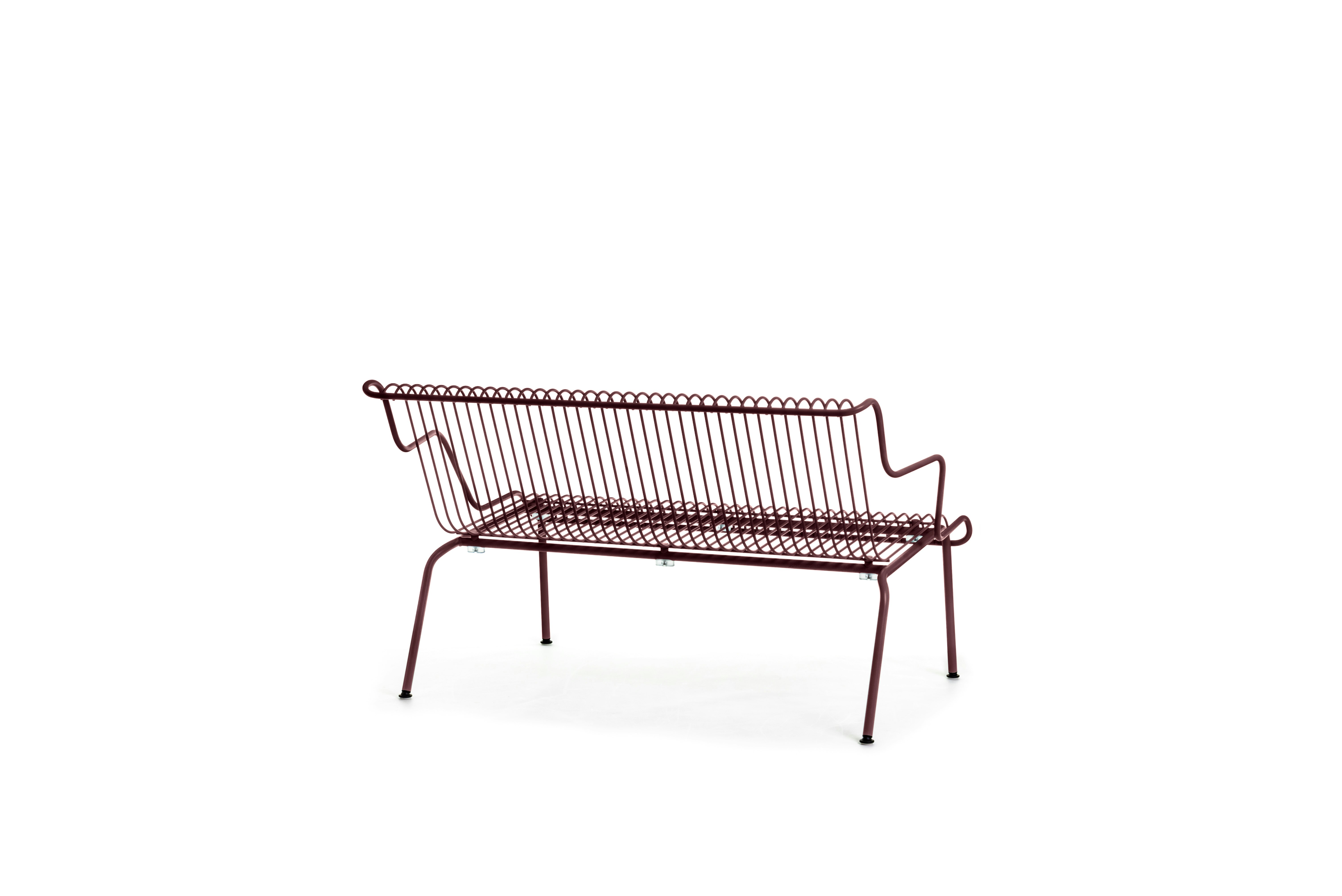South Outdoor Lounge Bench with Arms - Bordeaux