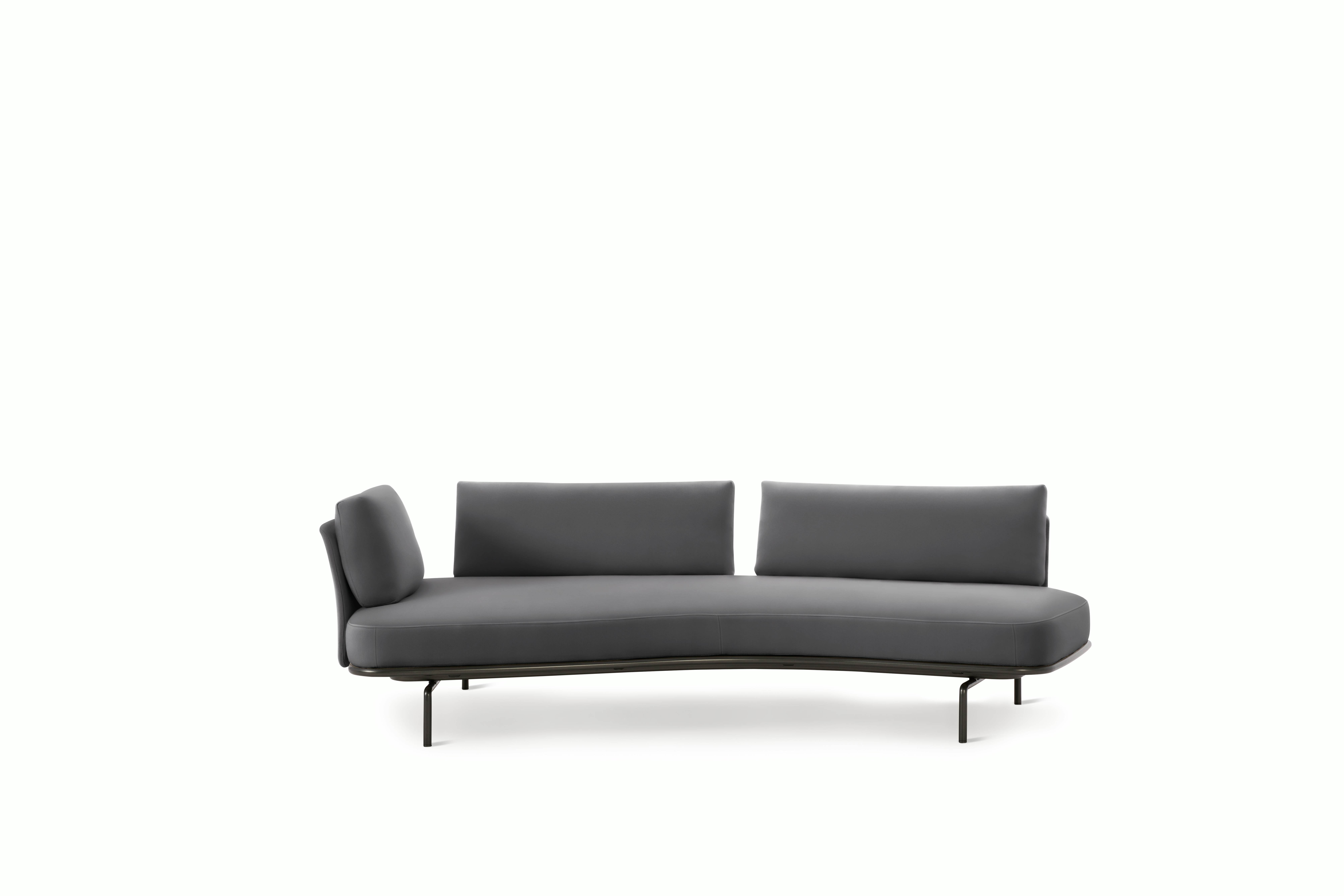 Panoramic Sofa - Right,  Small / Double Large,  Ultrasuede,  Flannel,  Charcoal