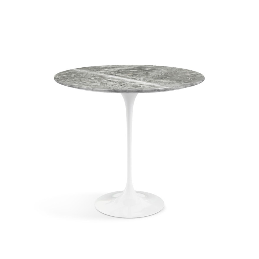 Saarinen Oval Side Table - 22",  Polished Coated Marble,  Grey,  White"