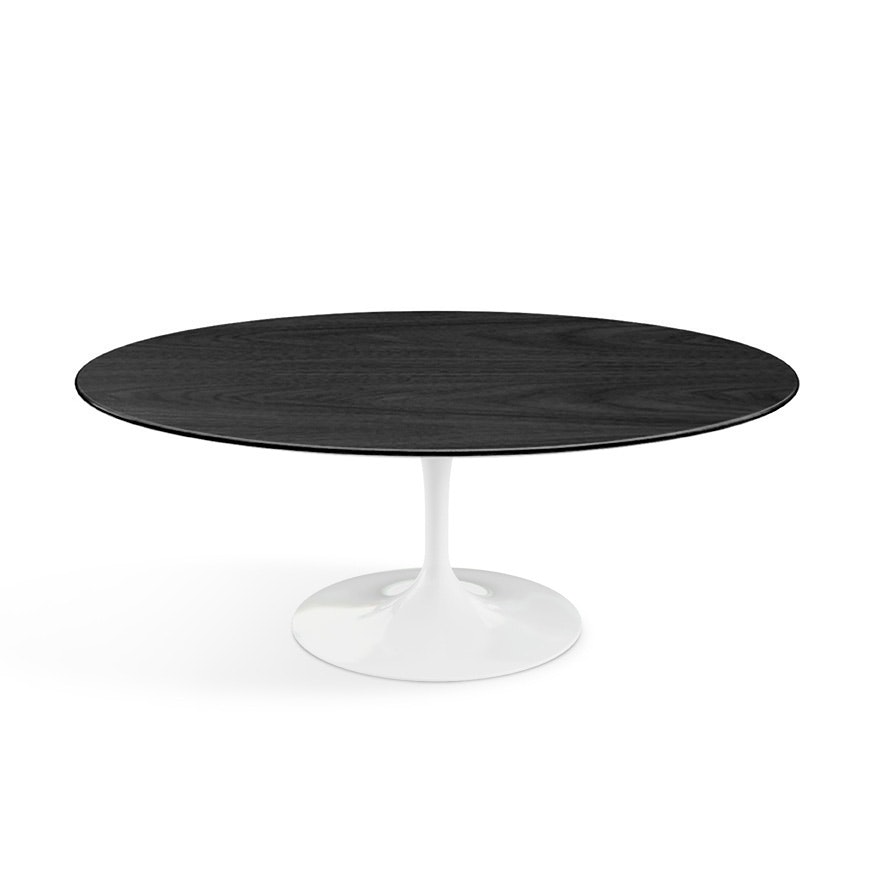 Saarinen Low Oval Coffee Table - Veneer Ebonized Walnut Wht