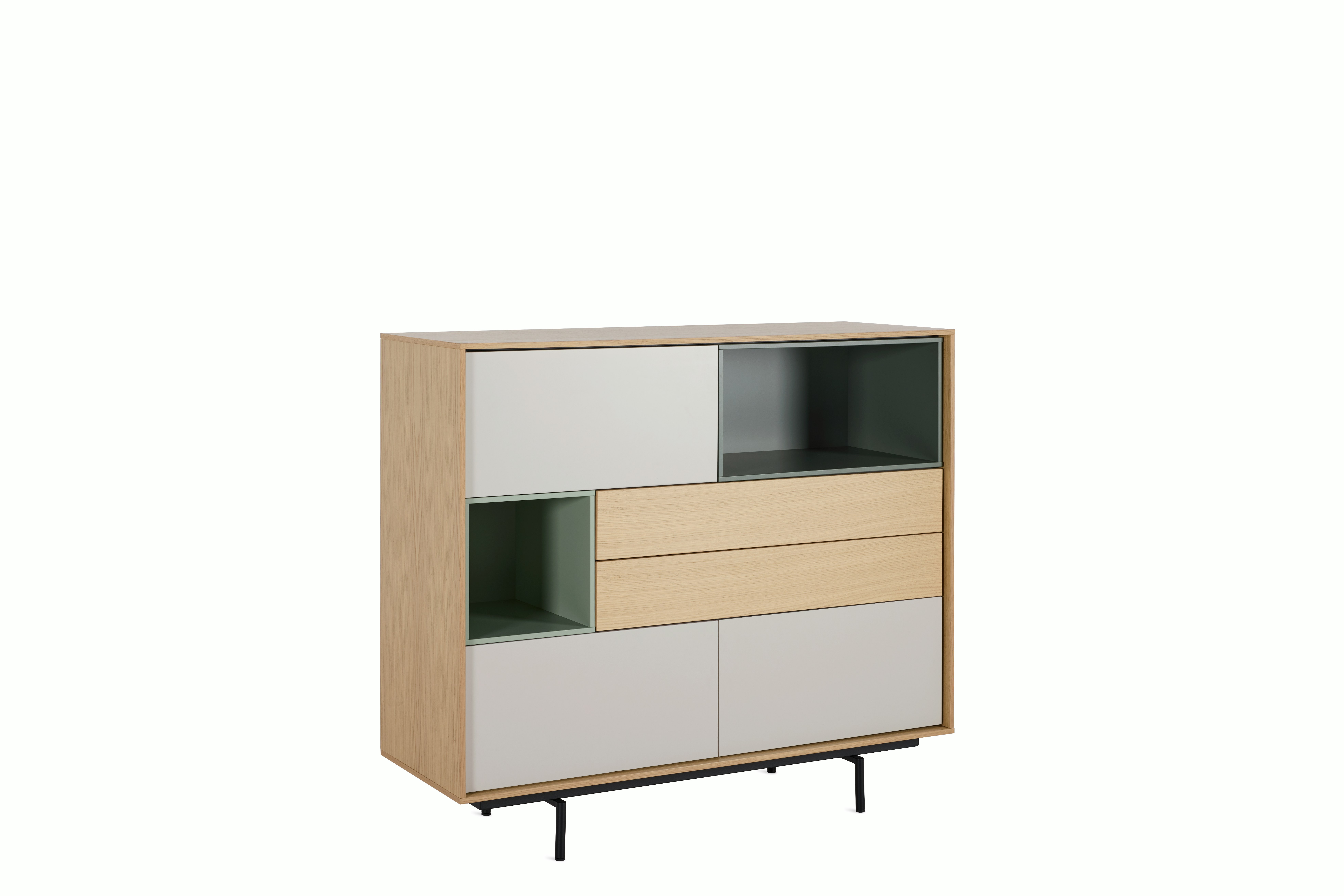 Aura Cabinet - Oak,  Moss/Green