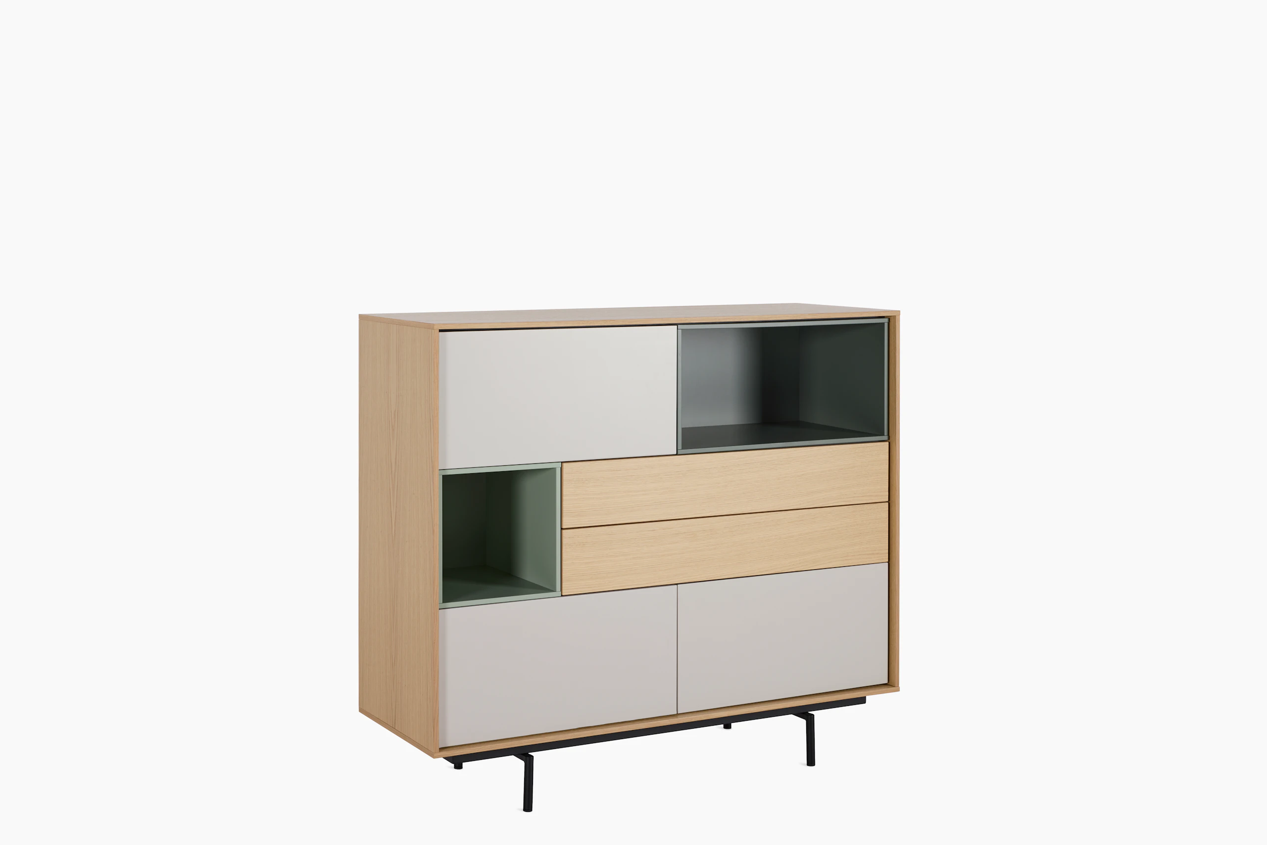 Aura Cabinet - Oak, Moss/Green